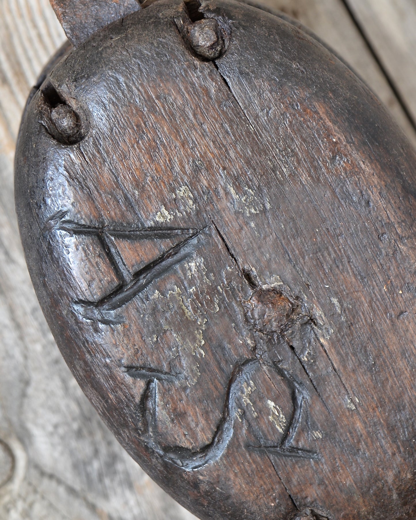 Antique ships Pulley initialled A.S.